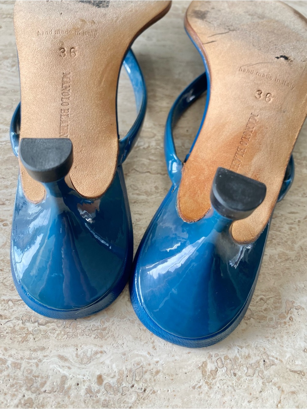 Vintage Manolo Blahnik Thong Sandal Heels - Picture 7 of 9
